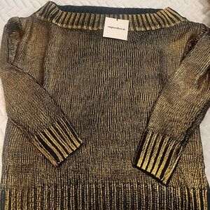 Superdown Shimmering Gold and Black Sweater